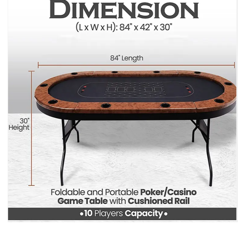 Winston 10 Player Poker Table - Black